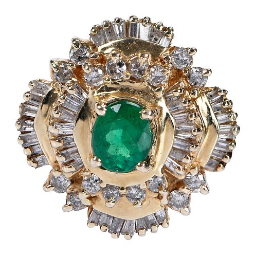 14kt. Emerald and Diamond Cocktail Ring