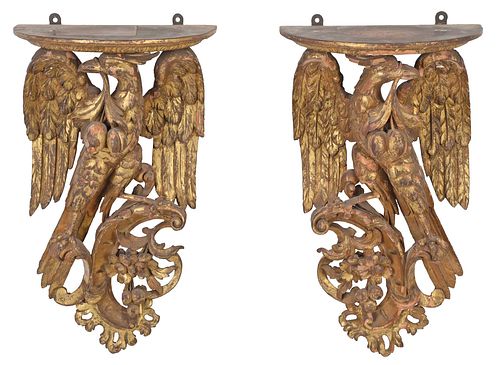 A Very Fine Pair George III Carved and Gilt Eagle Brackets
