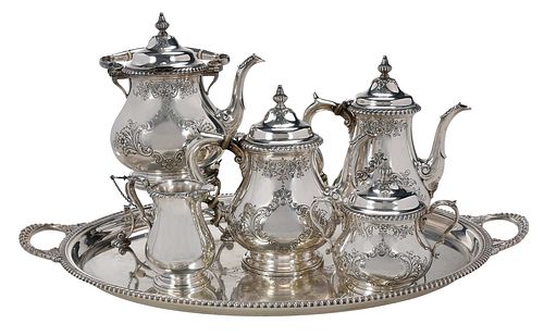 Six Piece Gorham Sterling Tea Service and Tray