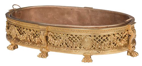 Neoclassical Gilt Bronze Tabletop Jardiniere with Copper Liner