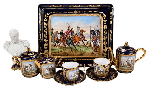 Seven Sevres or Style Napoleonic Porcelain Table Objects