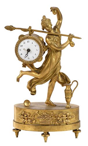 Continental Gilt Bronze Figural Mantel Clock