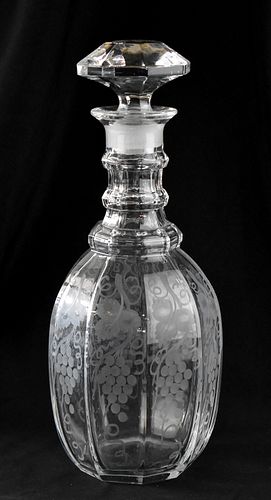 VICTORIAN ETCHED GLASS DECANTER
