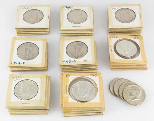ASSORTED UNITED STATES SILVER HALF-DOLLARS, LOT OF 50