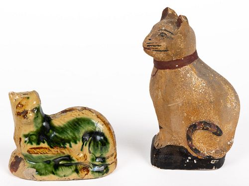 ASSORTED CERAMIC CAT FIGURES, LOT OF TWO