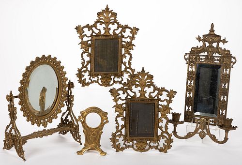 VICTORIAN CAST-IRON MIRRORS / FRAMES, LOT OF FOUR