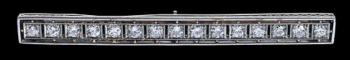 Edwardian Platinum Diamond Bar Pin
