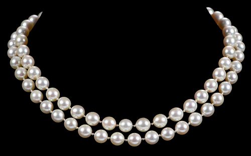 One Single Strand of White Cultured Pearls 