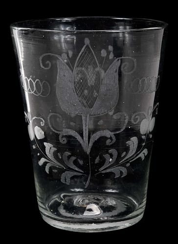 Etched Glass Dutch Style Beaker