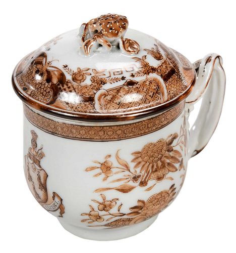 Chinese Export Porcelain Lidded Pot de Creme, Manigault Family
