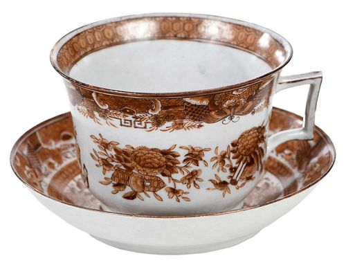 Chinese Export Porcelain Master Cup and Saucer, Manigault Family