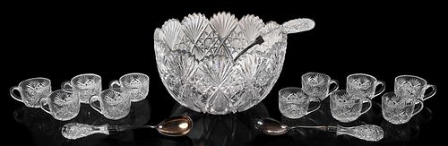 15 Pieces American Brilliant Period Cut Glass Tableware, Hawkes