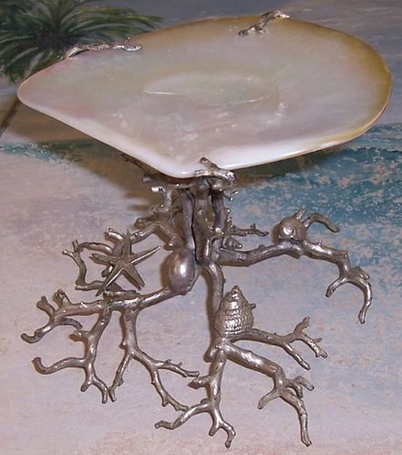 Maitland Smoth Mother of Pearl Seashel Caviar Bowl and Stand- Gorgeous