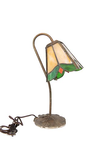 Table Lamp with Leaded Glass Shade