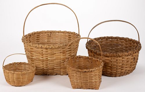 COOK FAMILY, PAGE CO., SHENANDOAH VALLEY OF VIRGINIA BASKETS, LOT OF FOUR