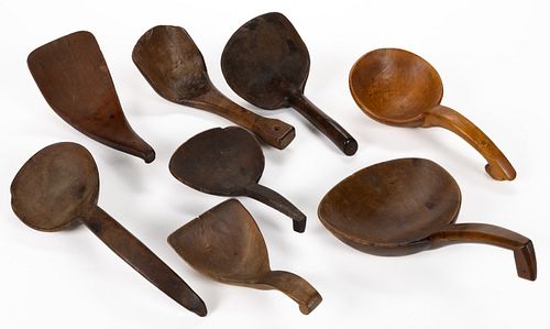 AMERICAN COUNTRY TREEN BUTTER PADDLES, LOT OF EIGHT