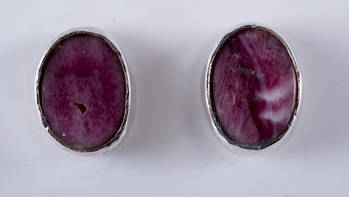 Purple and White Stud Earrings