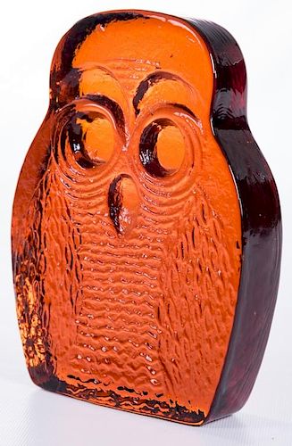 Blenko Amber Glass Owl