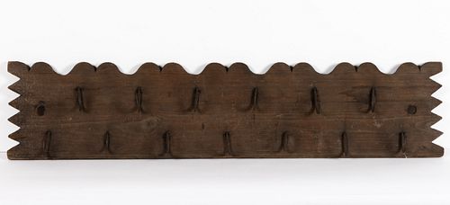 COUNTRY PINE AND WROUGHT-IRON WALL GAME RACK / BOARD