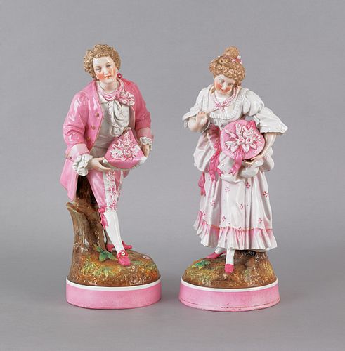 Pair of German porcelain figures of a man and woma