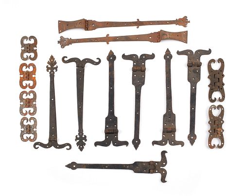 Group of wrought iron hinges.