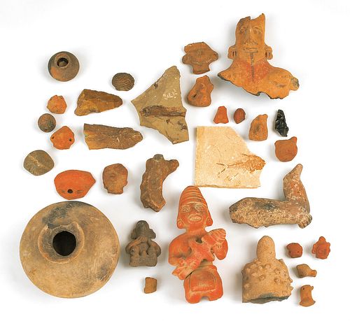 Collection of South American pottery and shards.