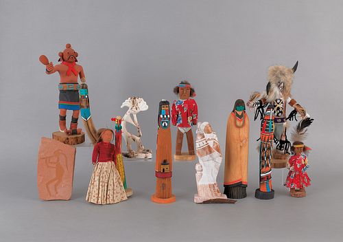 Collection of Native American carved wood and ston
