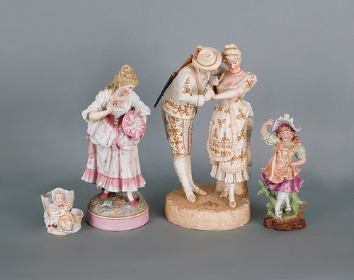 Four French or German bisque figures, tallest - 16