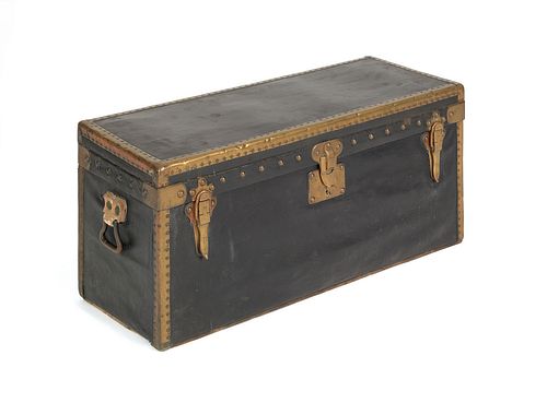 Early Louis Vuitton leather and brass bound trunk,