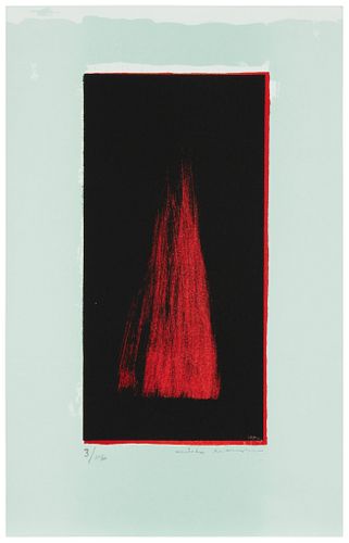 Lita Albuquerque (b. 1946), "Untitled (red and black)," Lithograph in colors on paper, Image: 8" H x 14" W; Sheet: 11.25" H x 7.25" W