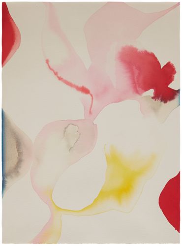 Alice Baber (1928-1982), "Blue Leaf to Shell" from the "Tragedy of Color Series," 1975, Watercolor on Arches, Image/Sheet: 30" H x 22.25" W