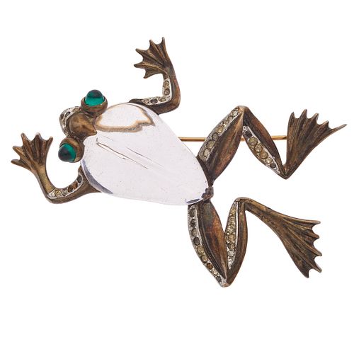 Sterling, "Jelly Belly" Frog Pin, Trifari