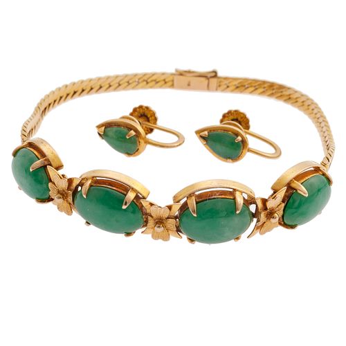 Jade, 14k Yellow Gold Jewelry Suite