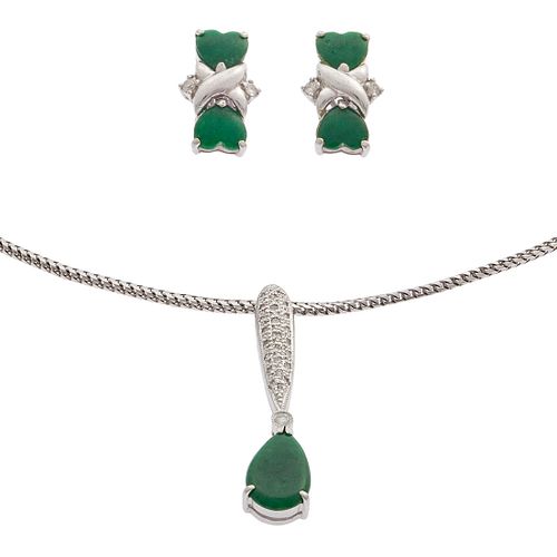 Jade, Diamond, 18k, 14k White Gold Jewelry Suite