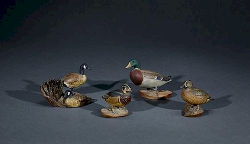 Four Miniature Waterfowl Carvings James J. Ahearn (1904-1963)