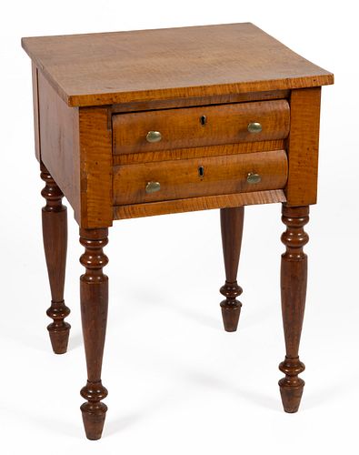 AMERICAN LATE FEDERAL TIGER MAPLE STAND TABLE