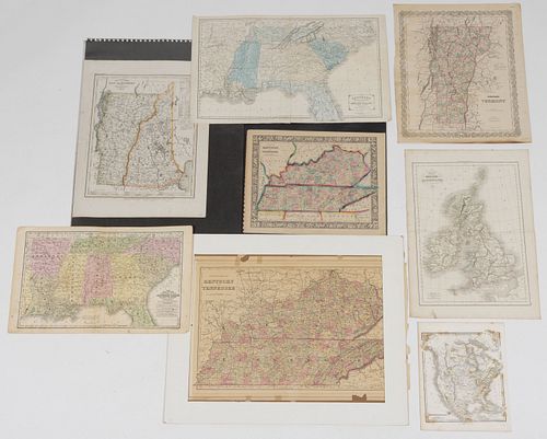 ASSORTED BRITAIN AND UNITED STATES MAPS INCLUDING SOUTHERN STATES, LOT OF EIGHT