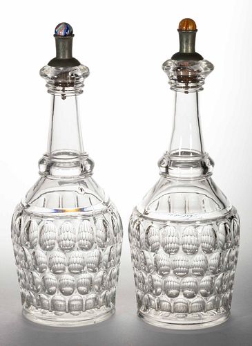 EARLY THUMBPRINT / ARGUS (OMN) QUART DECANTERS, LOT OF TWO