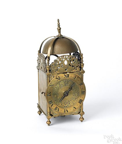 English William & Mary style brass lantern clock,a