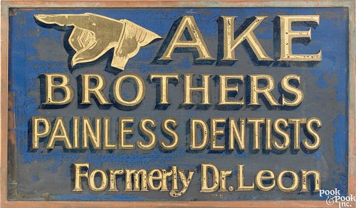 Reverse painted trade sign for AKE Brothers Painle