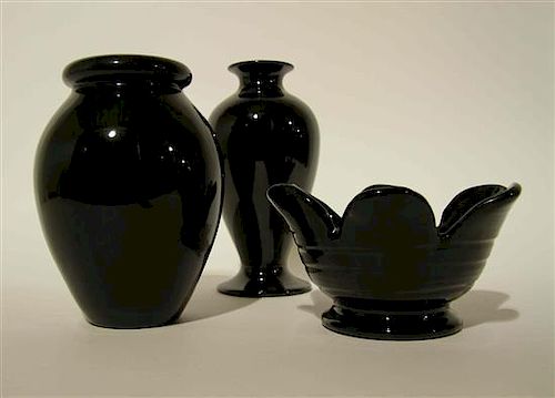 Three Haeger Pottery Table Articles Height of tallest 11 1/2 inches.