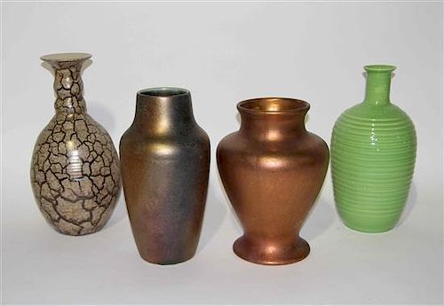A Group of Four Haeger Pottery Vases Height of tallest 17 inches.