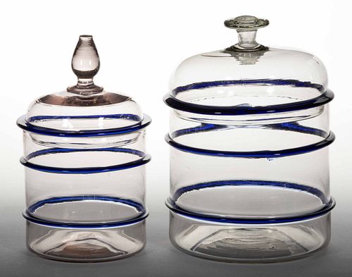 FREE-BLOWN RING JARS, LOT OF TWO