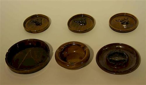 A Collection of Twenty-Three Haeger Pottery Ash Receivers Width of widest 7 7/8 inches.