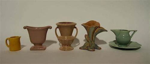A Group of Six Haeger Pottery Articles Height of tallest 5 3/4 inches.