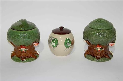 A Group of Three Haeger Pottery Cookie Jars Height of tallest 10 3/4 inches.