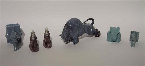 A Group of Six Haeger Pottery Animal Figures Width of widest 13 3/4 inches.
