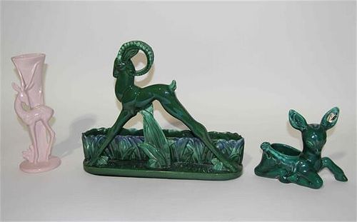Three Haeger Pottery Figural Articles Height of tallest 13 3/4 inches.