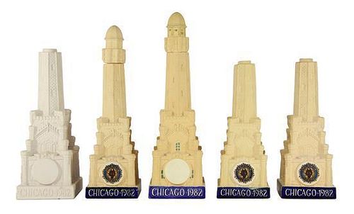 Five Haeger Pottery Architectural Bottles Height of tallest 16 inches.