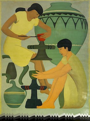 Attributed to V. L. Howard, (20th Century), Mural for 1934 World's Fair